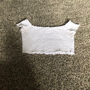 white ruffled crop top